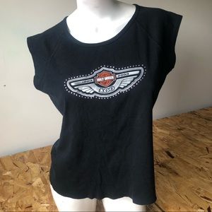 Black Harley Davidson Sleeveless Shirt Tank Top